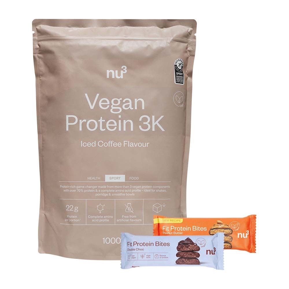 nu3 Vegan Protein 3K Shake, Iced Coffee + Fit Bites Peanut Butter Double-Choc Set(S) 1 pc(s)