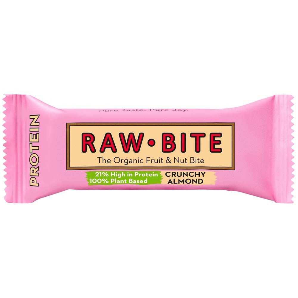 RAWBITE Barres protéinées aux fruits et aux noix avec Crunchy Amandes 45 g Barre