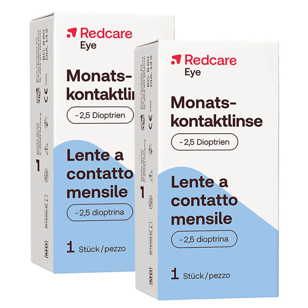 Redcare Eye Lentille mensuelle -2,5 Lentilles De Contact 2x1 pc(s)