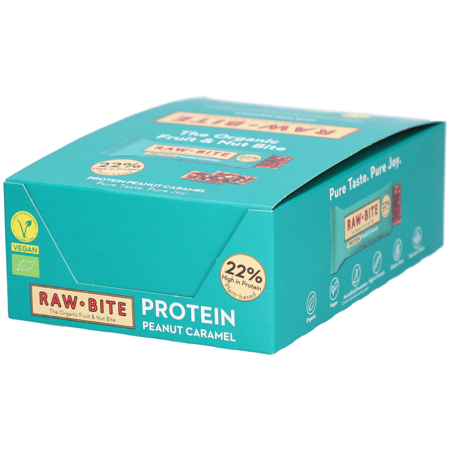 RAWBITE Barres protéinées cacahuètes caramel 12x45 g Barre