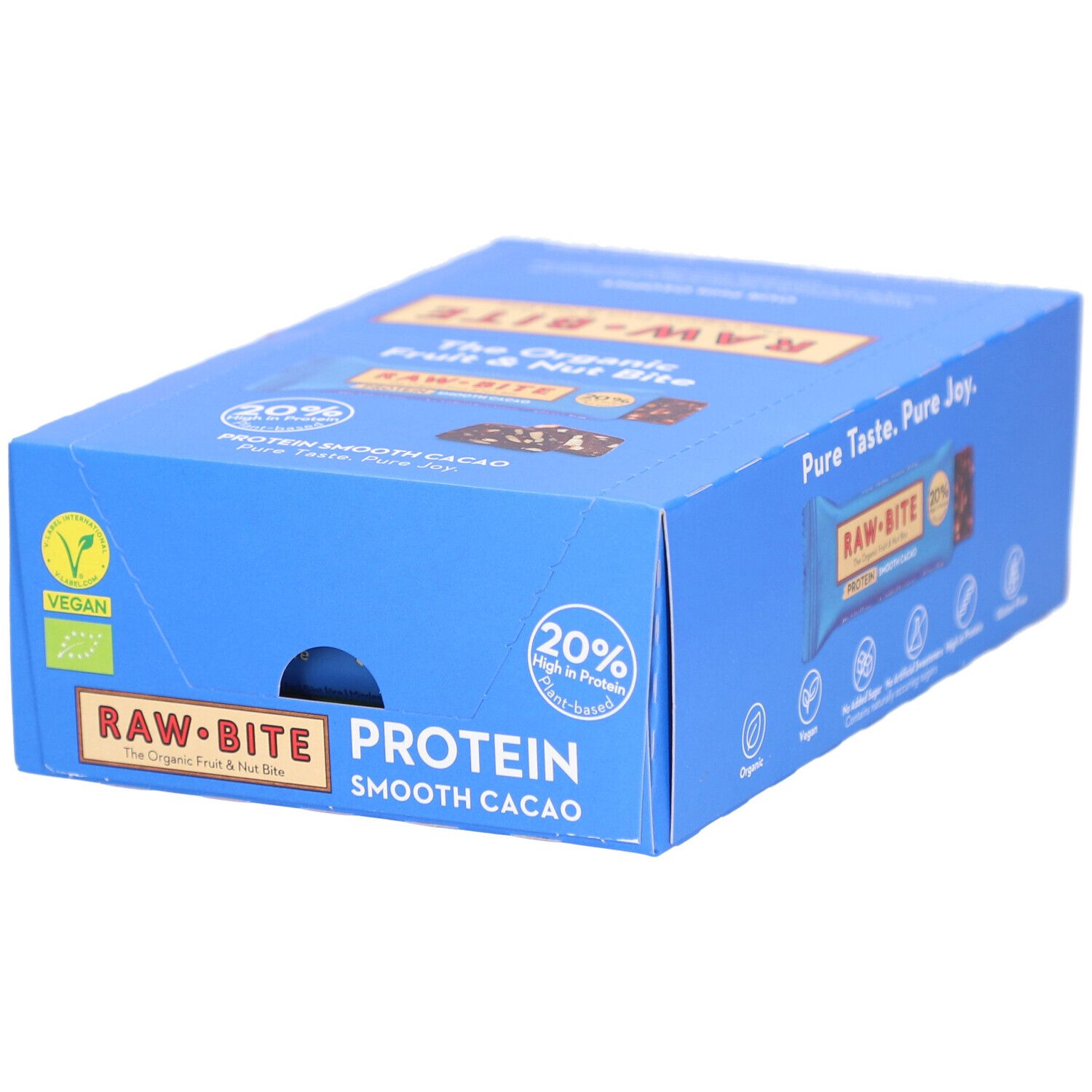 RAWBITE Barres protéinées au cacao doux 12x45 g Barre