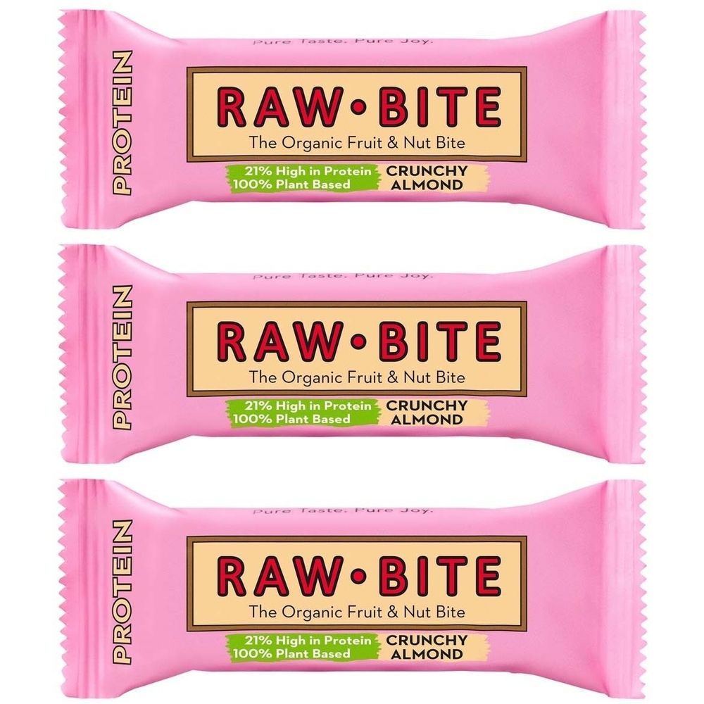 RAWBITE Barres protéinées aux fruits et aux noix avec Crunchy Amandes 3x45 g Barre