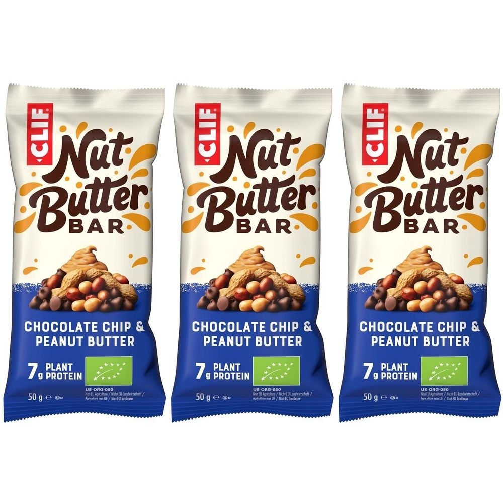 CLIF Bar® Nutbutter - Barre aux Pépites de chocolat et beurre cacahuète 3x50 g