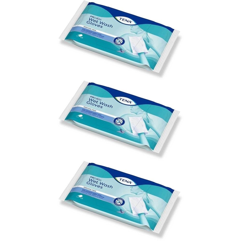 TENA Wet Wash Glove sans parfum 3x5 pc(s) Gant(S)