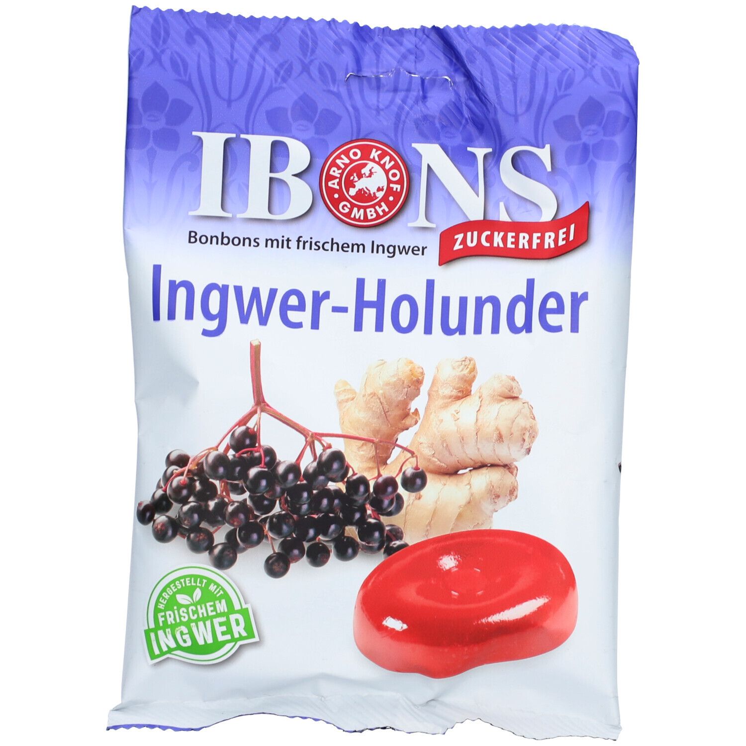 Ibons Bonbons Au Gingembre Et Sureau Sans Sucre Bonbon(S) 75 G