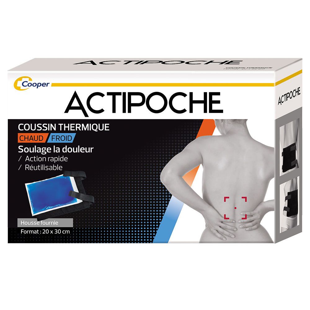 ACTIPOCHE - Coussin thermique Thermothérapie Contractures musculaires et douleurs articulaires Grand modèle 20x30 cm Gel 1 unité Compresses pc(s)