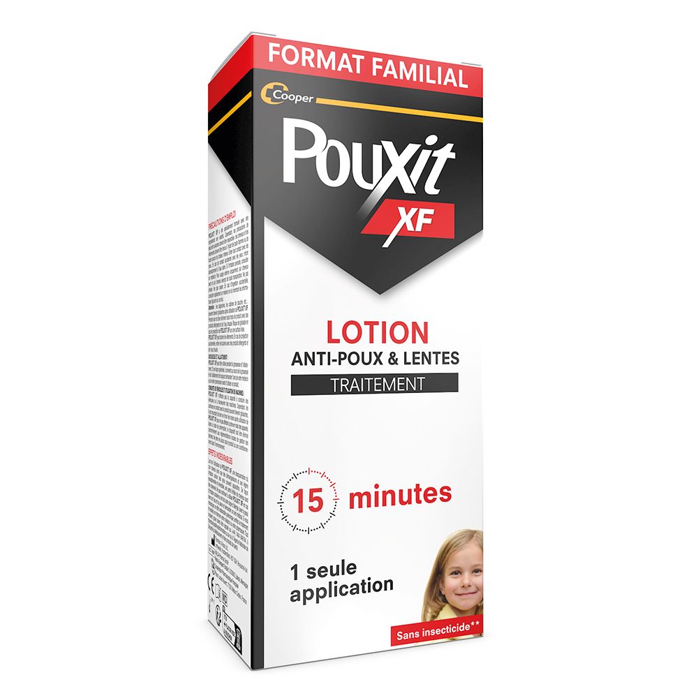 POUXIT - XF - Lotion anti-poux et lentes - 100% Efficace - Agit en 1 seule application de 15 minutes - Traitement du cuir chevelu - 200 ml 200 ml 