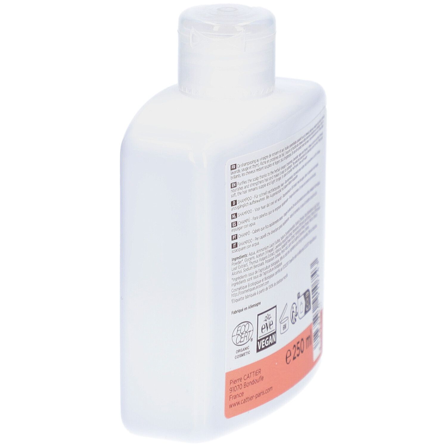 CATTIER Shampooing Vinaigre de romarin - Cheveux regraissant vite 250 ml Shampooing