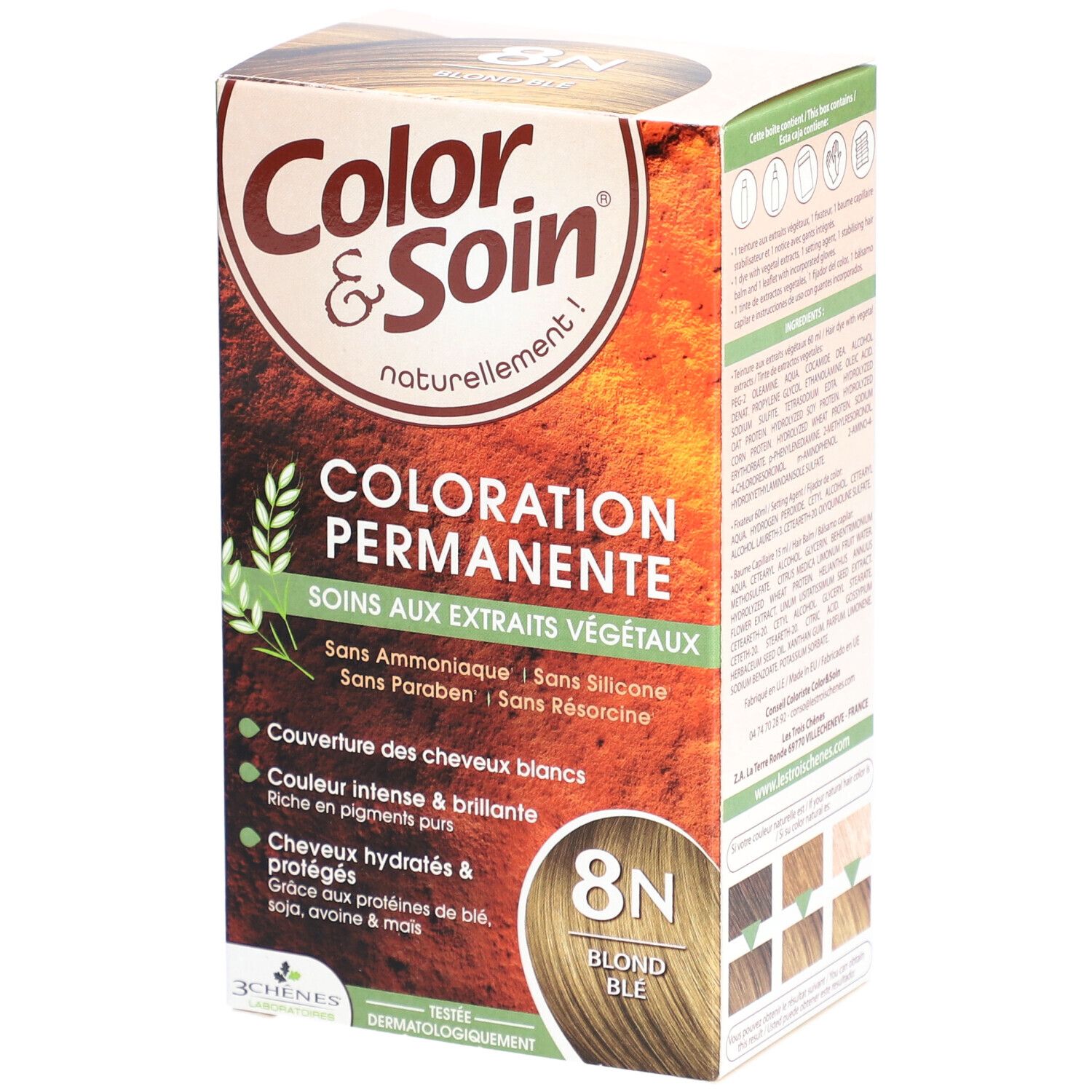 Color&Soin Les 3 Chênes Color & Soin 8N Blond Blé Crème 135 Ml