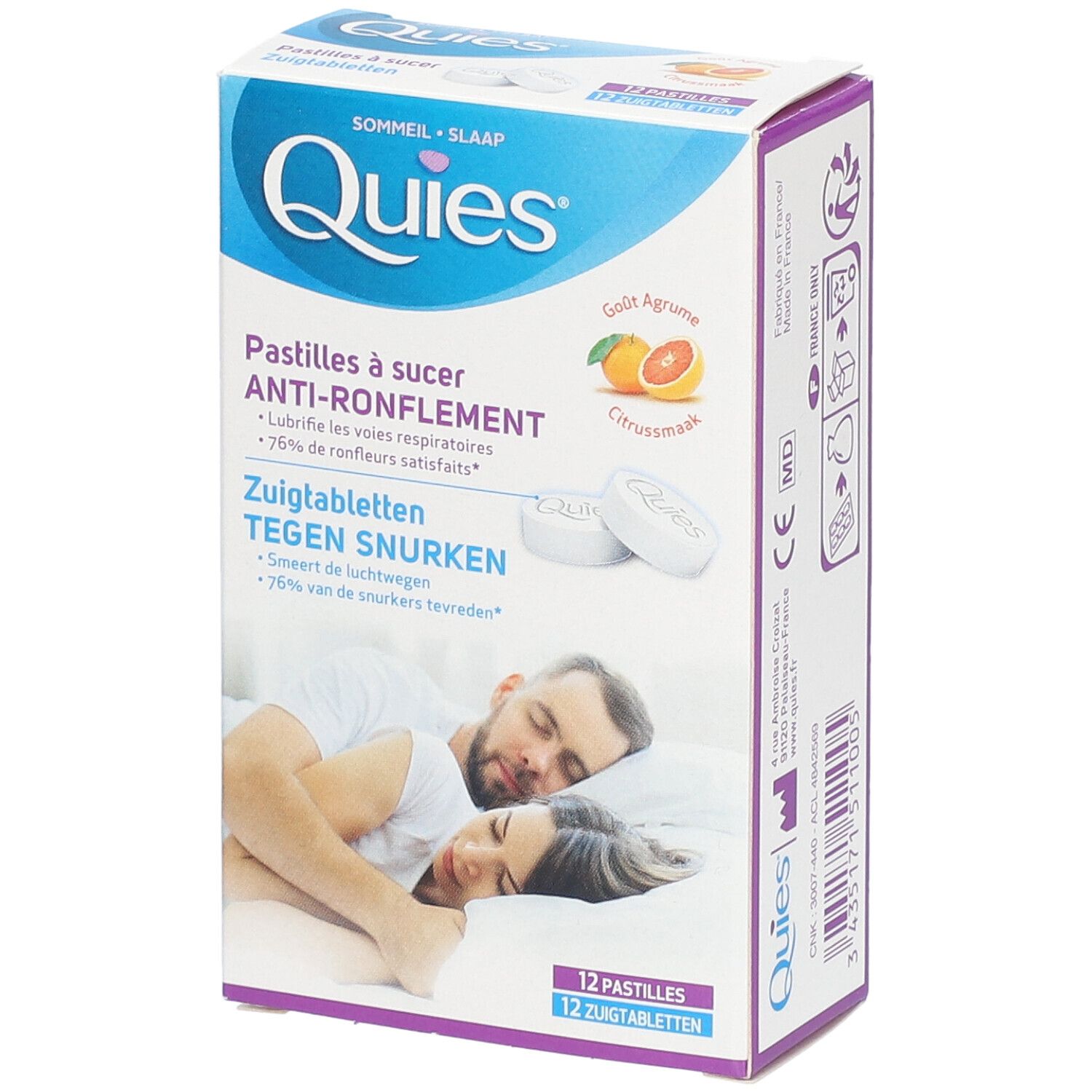 Quies Pastilles À Sucer Anti Ronflement Agrume Pastille(S) 12 Pc(S) Enfants