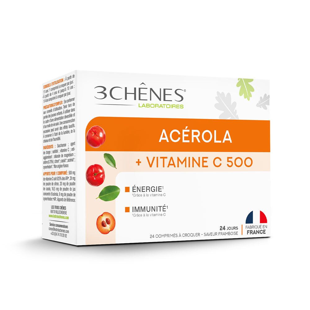 3 Chênes Les Acérola 500 Comprimé(S) 24 Pc(S) Enfants