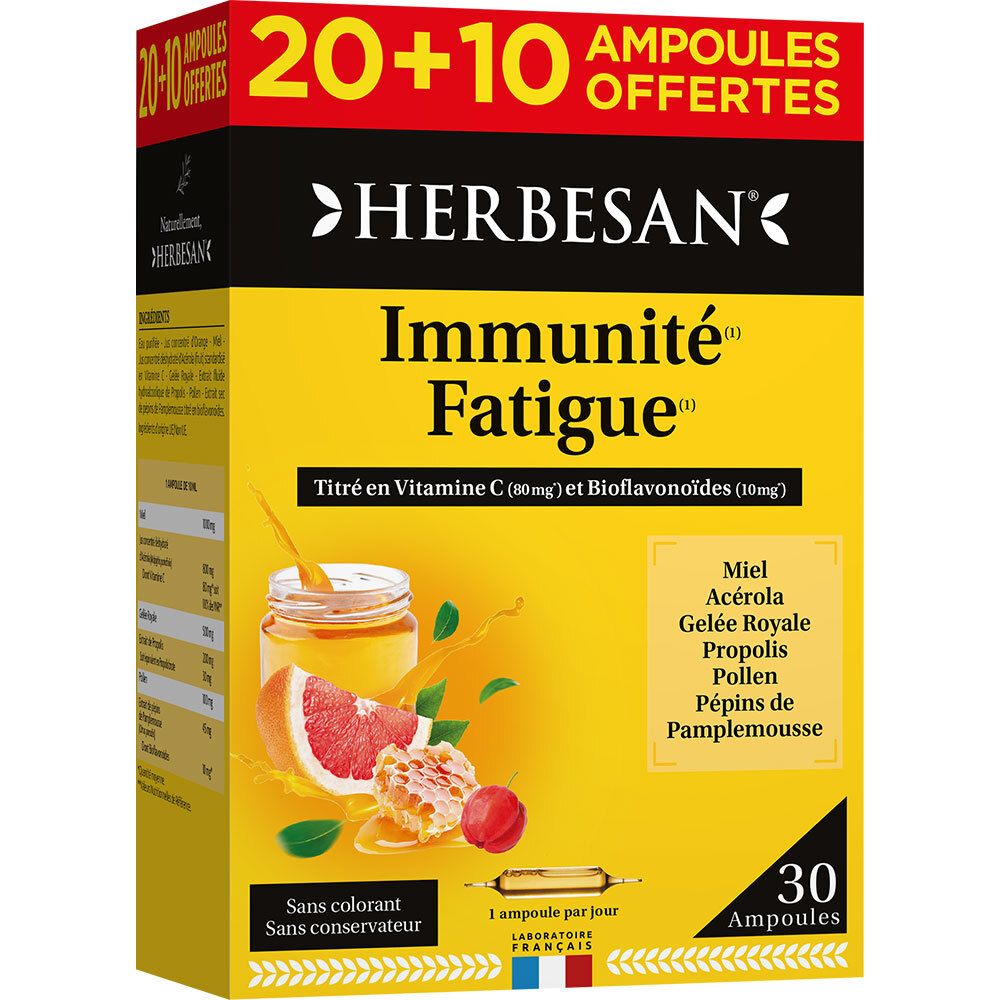 Herbesan Immunité Fatigue Ampoules X10ml Taille 30 - Image 2