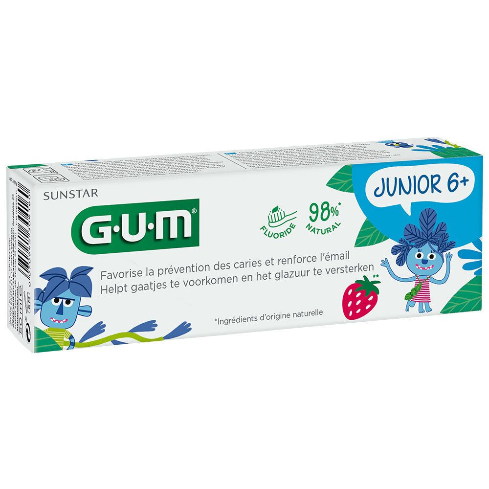 Gum Dentifrice Junior 6 Ans Et + Goût Fraise Avec Fluor Et Isomalt 50Ml - Image 3