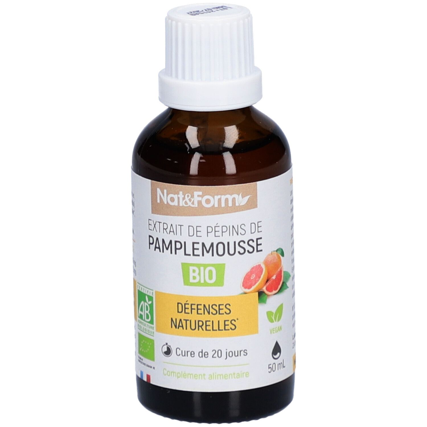 Nat & Form Extrait De Pépins Pamplemousse Bio 800 Mg Extrait 50 Ml