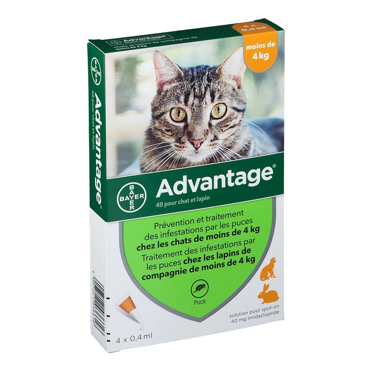 Advantage 40 pour chat et lapin 4x0,4 ml Pipette(S) Unidose(S)