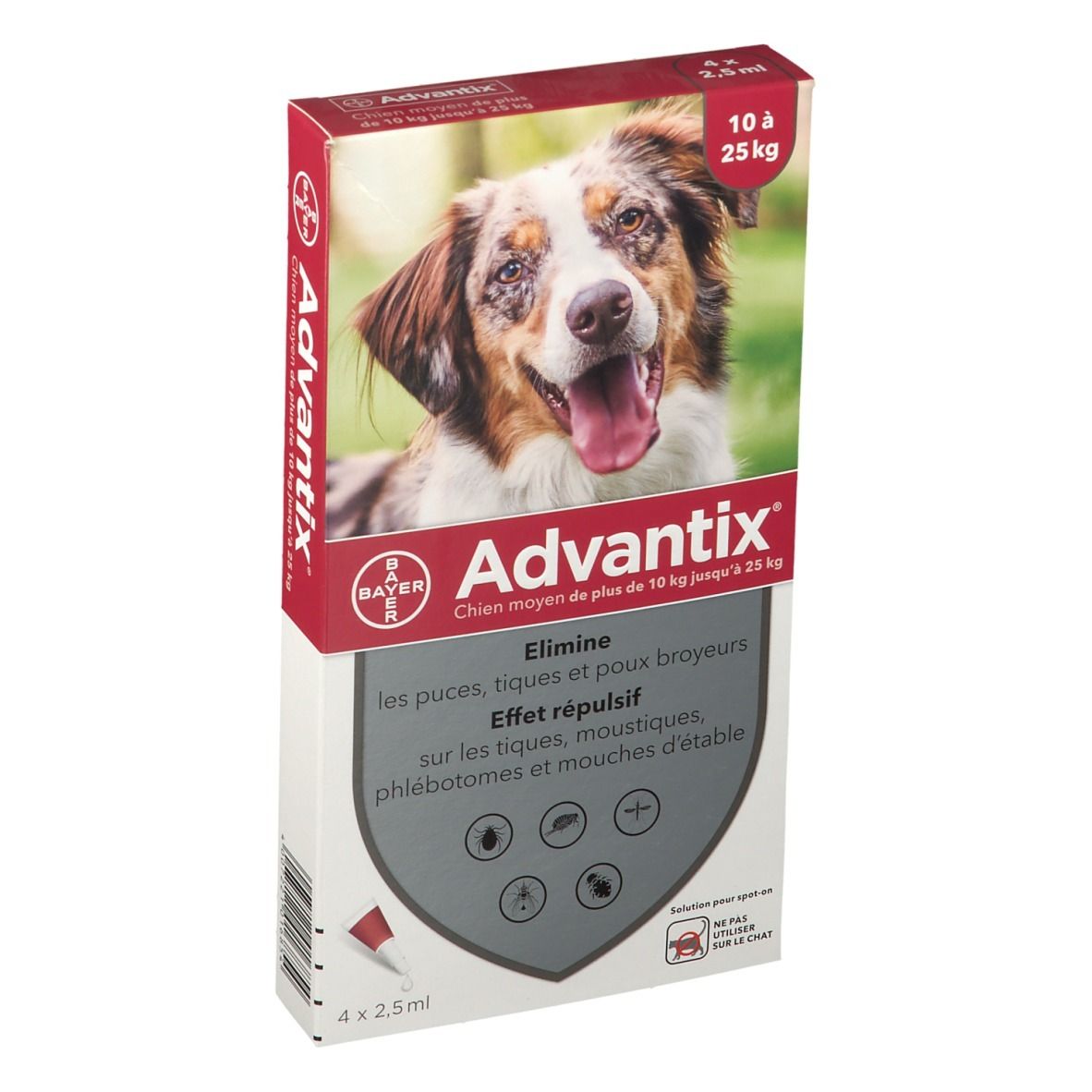 Advantix Chien moyen de 10 kg - 25 kg 4 pc(s) Pipette(S) Unidose(S)