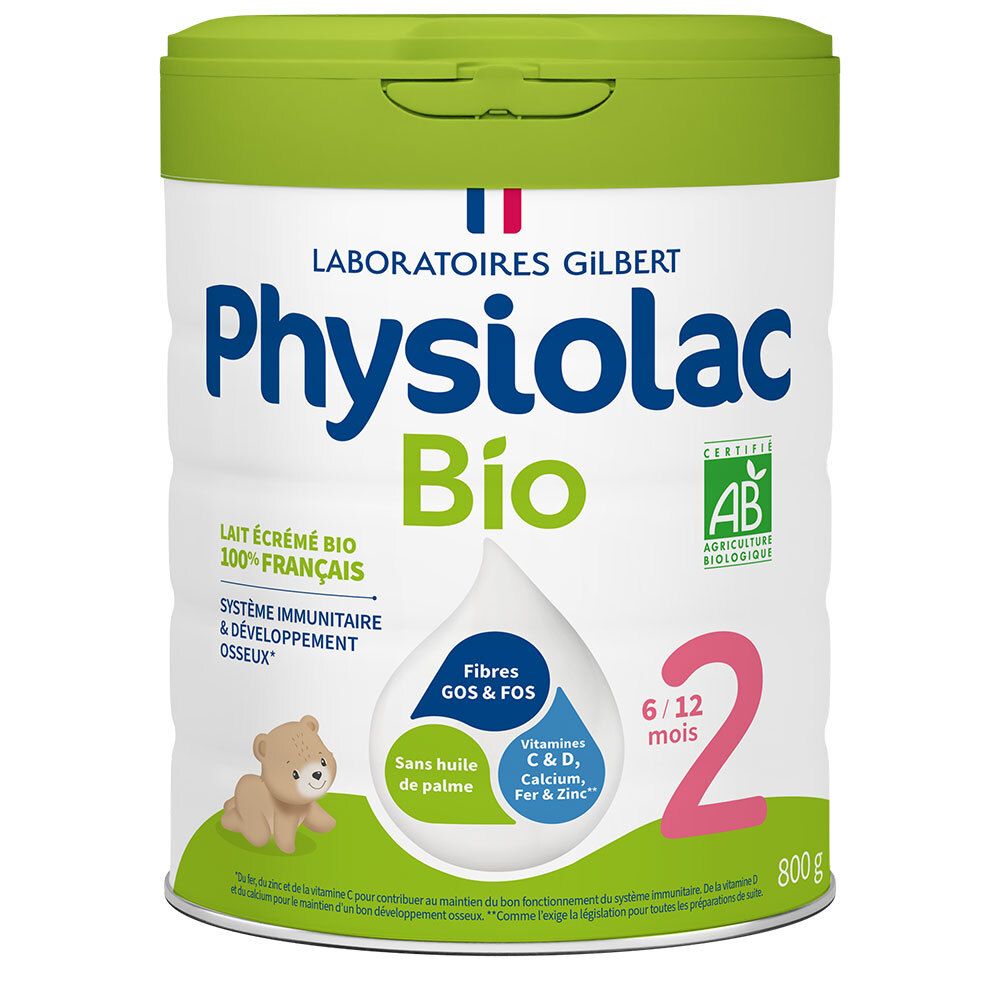 Physiolac Bio 2 Lait de suite 2ème âge 800 g Poudre