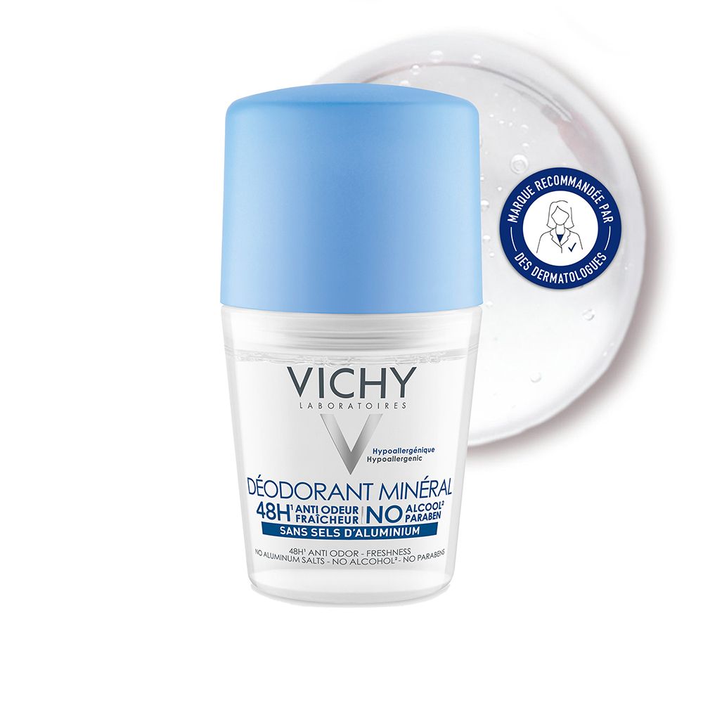 Vichy Déodorant Bille Minéral 48H Actif Anti-Odeur D'origine Naturelle 50 Ml Rouleau