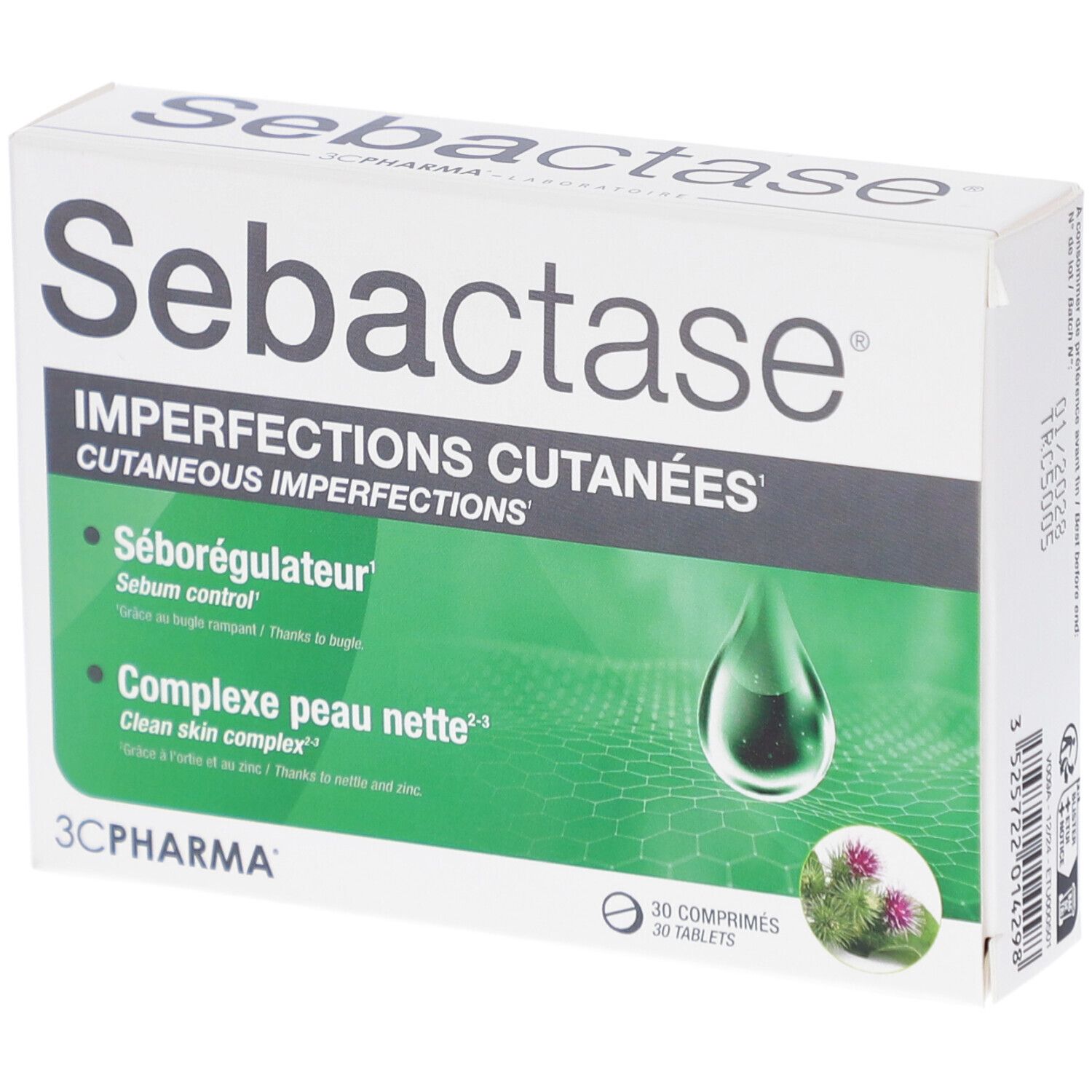 3C Pharma Sebactase Imperfections Cutanées Comprimés Taille 30 - Image 2