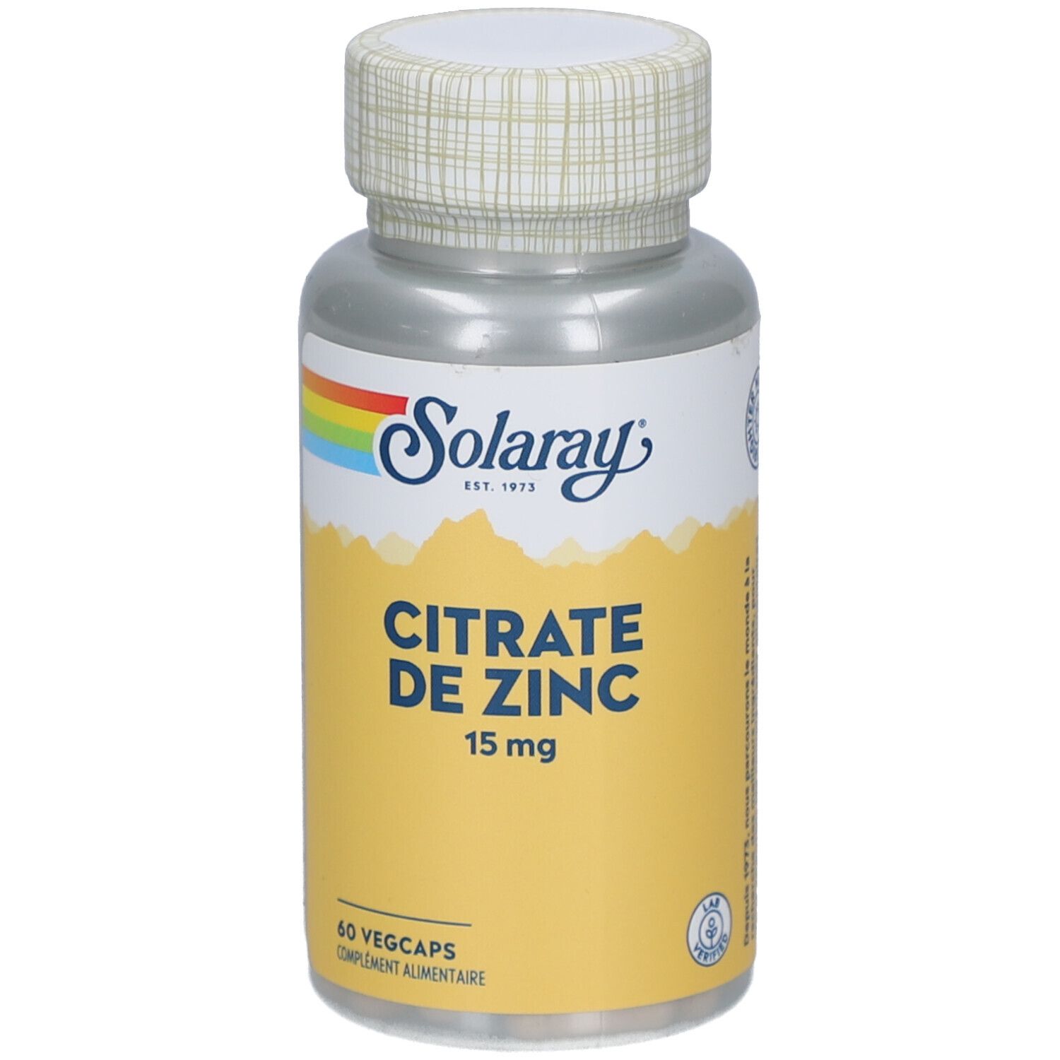 Solaray Citrate De Zinc 15 Mg Capsule(S) 60 Pc(S) Enfants