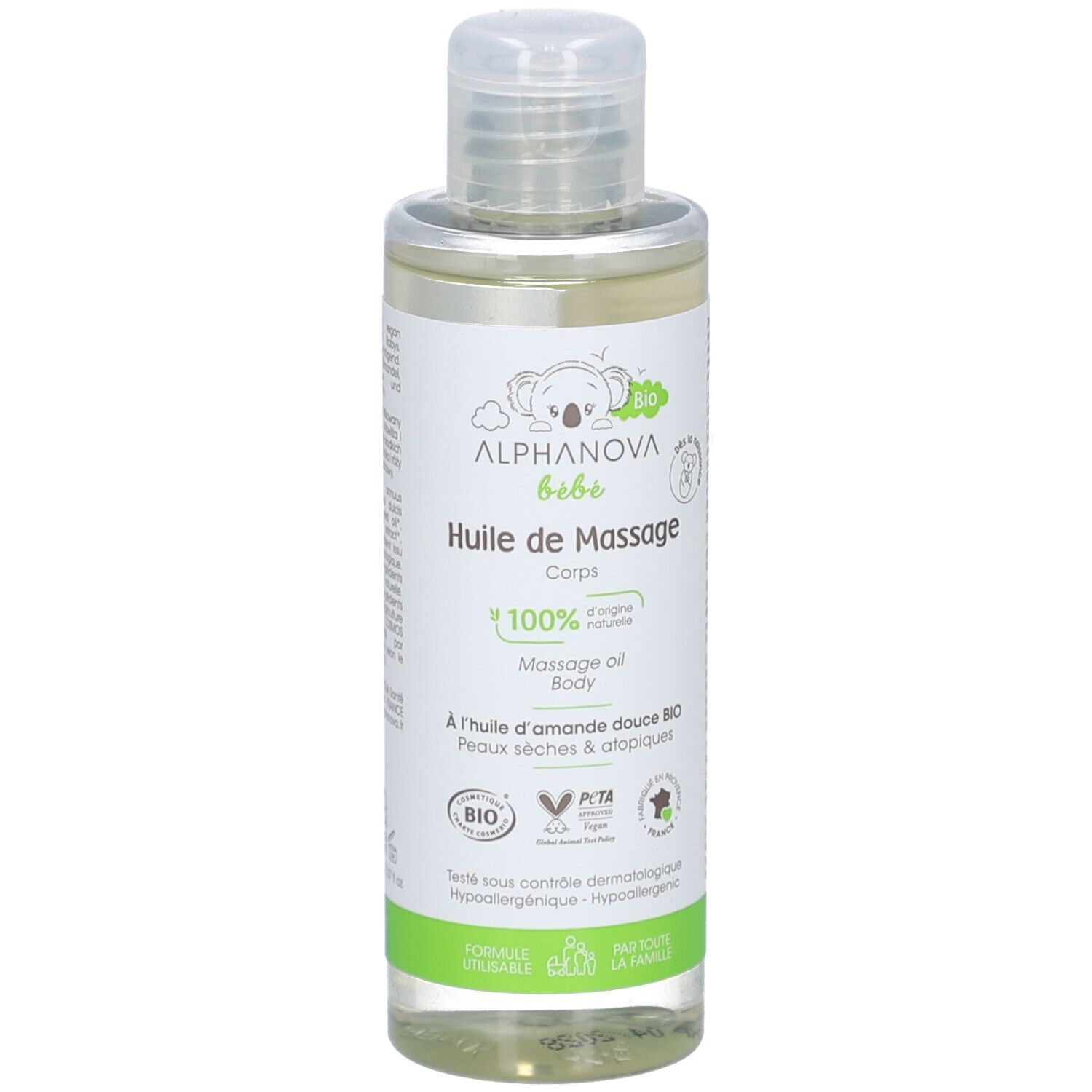 Alphanova Bébé Huile De Massage Hydratante Et Apaisante 100 Ml