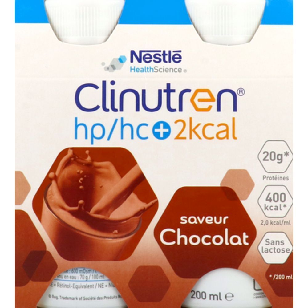 Clinutren HP/HC+ Chocolat complément nutritionnel sans lactose Bouteilles 800 ml