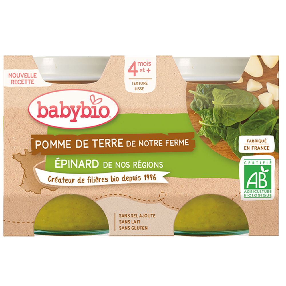 Babybio POMME DE TERRE NOTRE FERME EPINARD NOS RÉGIONS dès 4 mois Aliment 260 g