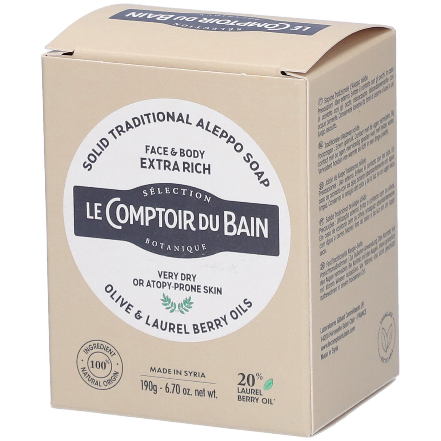 Le Comptoir Du Bain Savon Solide Recette Traditionnelle D'alep 190 G