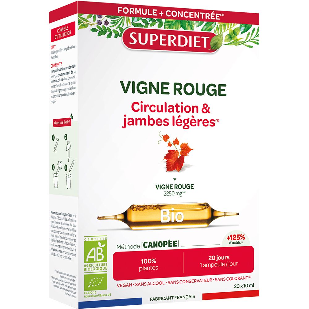 VIGNE ROUGE BIO - 20 ampoules de 15ml 20 pc(s) Ampoule(S) Buvable(S)