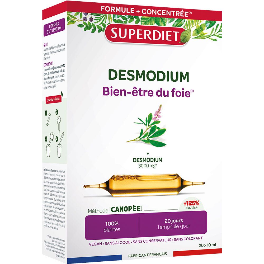 SUPERDIET – DESMODIUM 3000 MG – 20 ampoules de 10 ml 20 pc(s) Ampoule(S)
