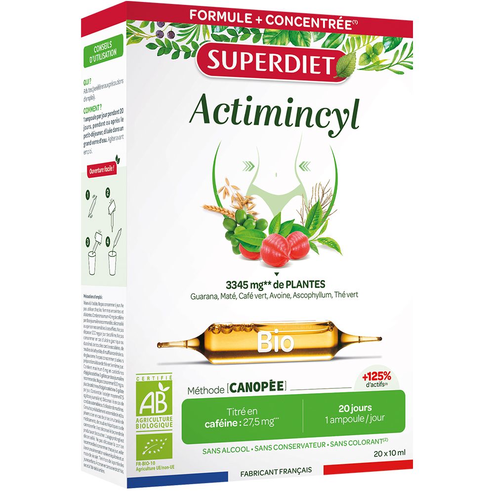 Superdiet Actimincyl Bio – Complexe de 6 plantes pour le contrôle du poids Ampoule(S) Buvable(S) 20x10 ml