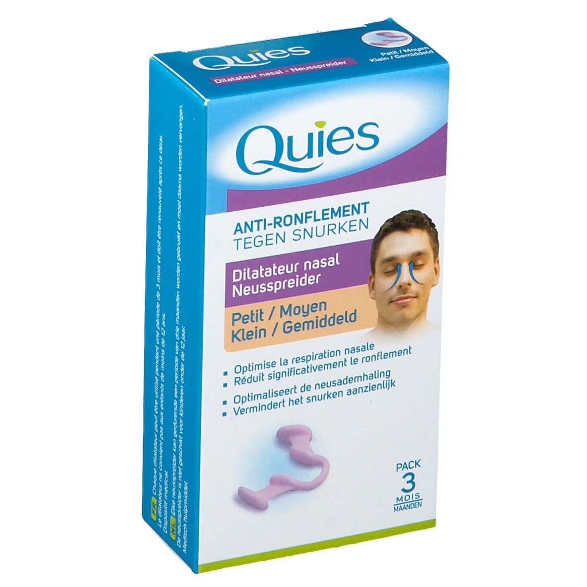 Quies® Dilatateur Nasal Anti-Ronflement Petit/Moyen Bande(S) De Test 1 Pc(S) Enfants