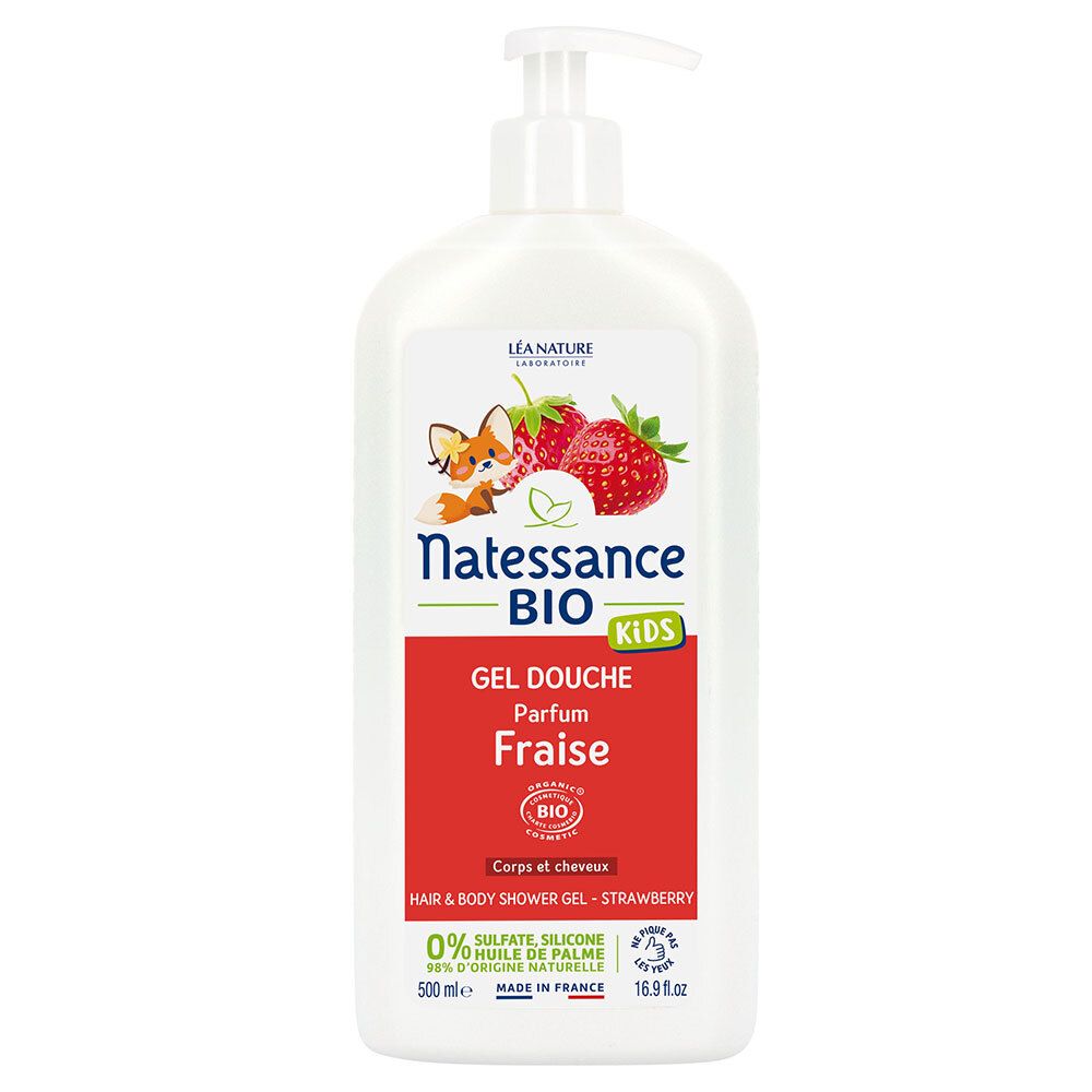 Natessance Gel Douche Bio Vanille Fraise Sans Sulfate Shampooing 500 Ml Enfants
