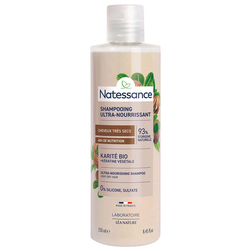 Natessance Shampooing Crème Karité et Kératine Végétale 250 ml Shampooing