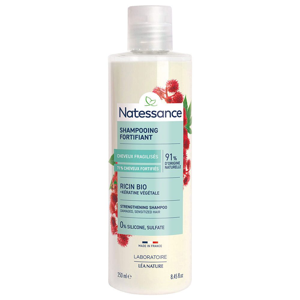 Natessance Shampooing Réparateur Fortifiant Ricin et Kératine Végétale 250 ml Shampooing
