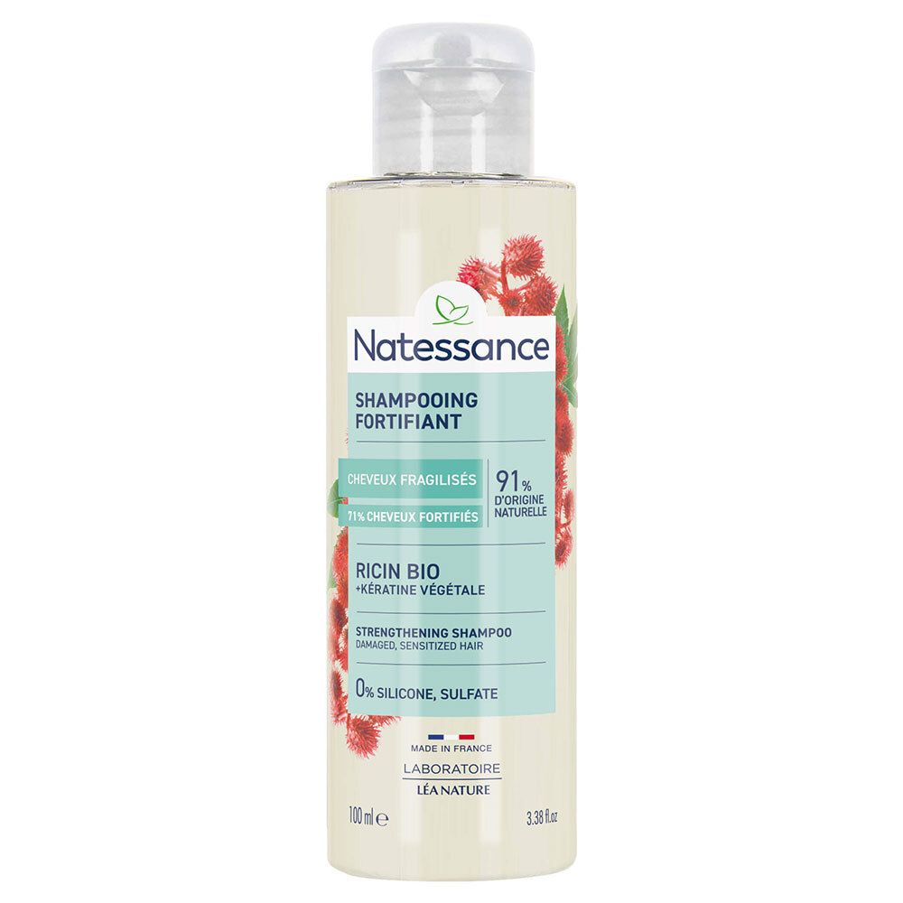 Natessance Shampooing Réparateur Fortifiant Ricin et Kératine Végétale 100 ml Shampooing