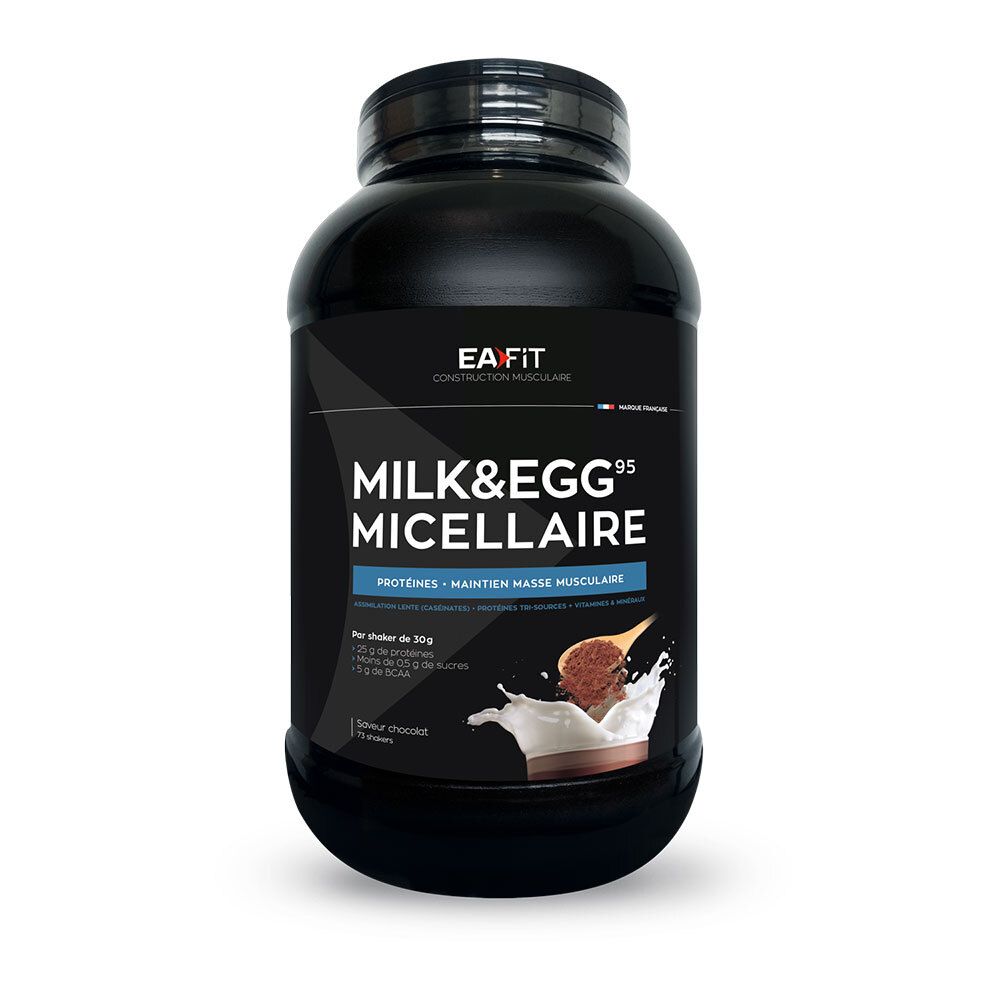 EA Fit Proteines Milk & Eggs 95 micellaire chocolat Poudre 2200 g