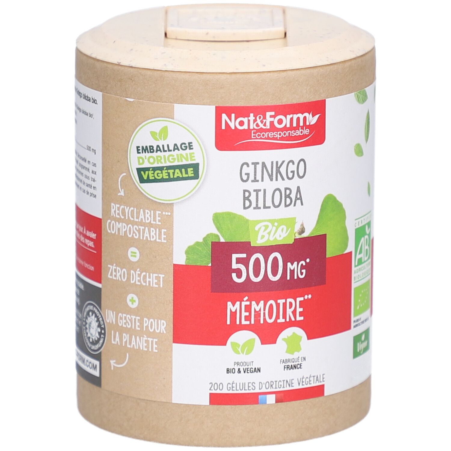 Nat & Form Ecocert® Ginkgo Biloba Bio Capsule(S) 200 Pc(S) Enfants