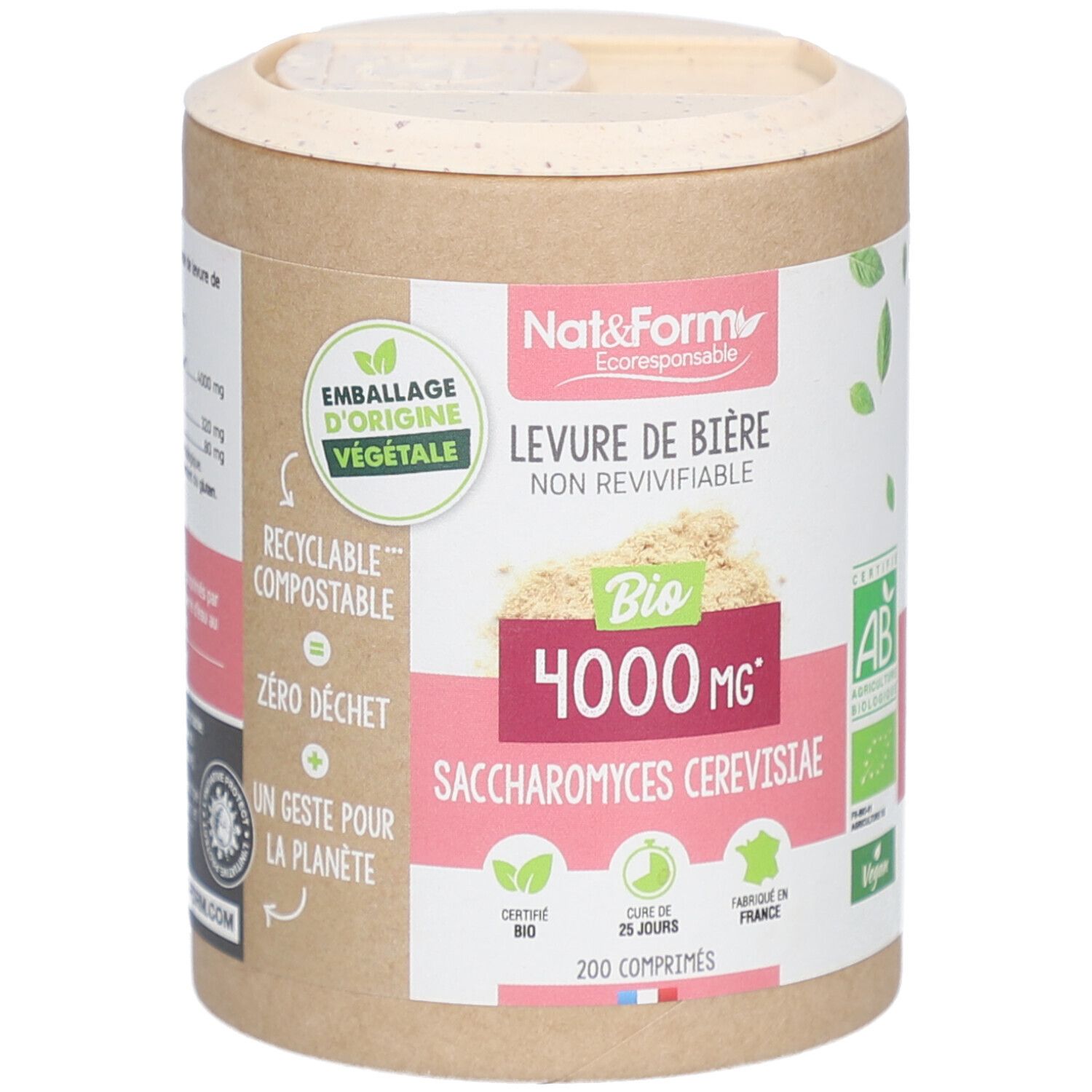 Nat&Form Levure de bière non revivifiable Bio en comprimés 200 pc(s) Comprimé(S)