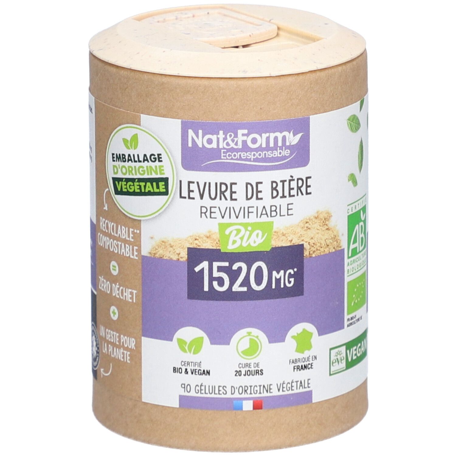 Nat&Form Levure de bière Bio revivifiable 90 pc(s) Capsule(S)