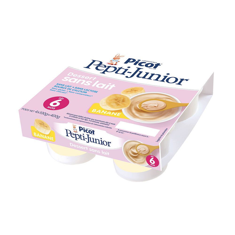 Picot Pepti Junior Dessert Sans Lait – Crème dessert banane dès 6 mois 4x100 g Set(S)