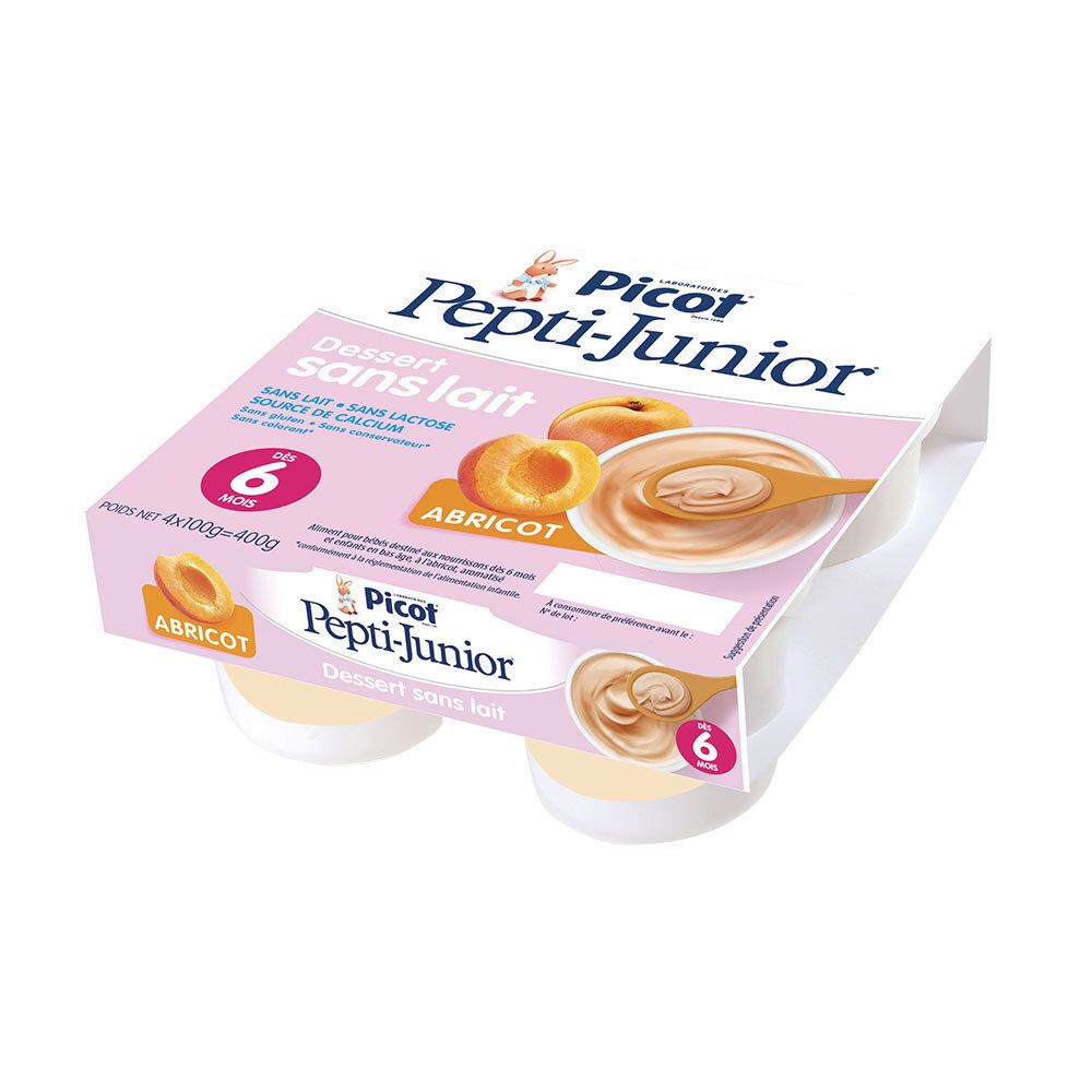 Picot Pepti Junior Dessert Sans Lait – Crème dessert abricot dès 6 mois 4x100 g Set(S)