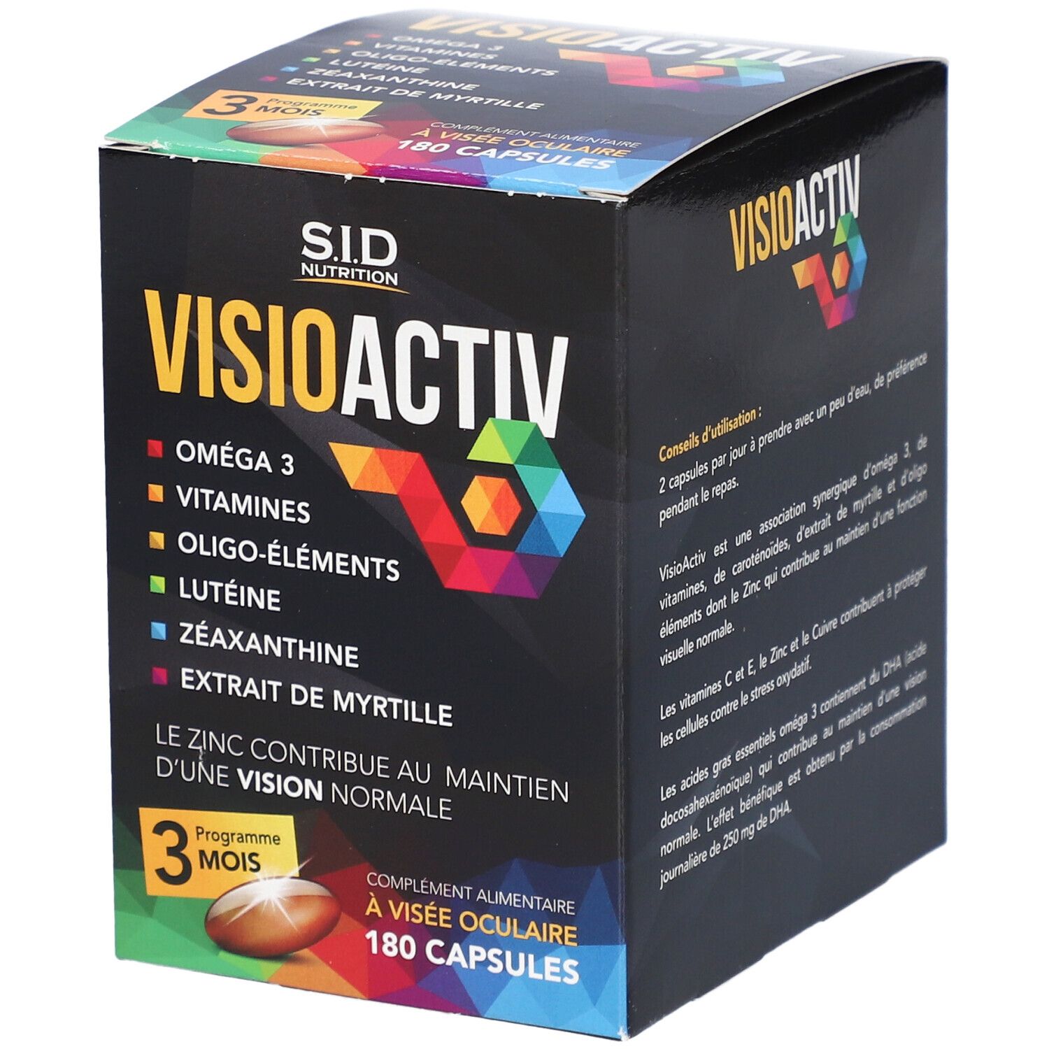 SID Nutrition – VisioActiv oméga 3, vitamines et myrtille pour la vision 180 pc(s) Capsule(S)