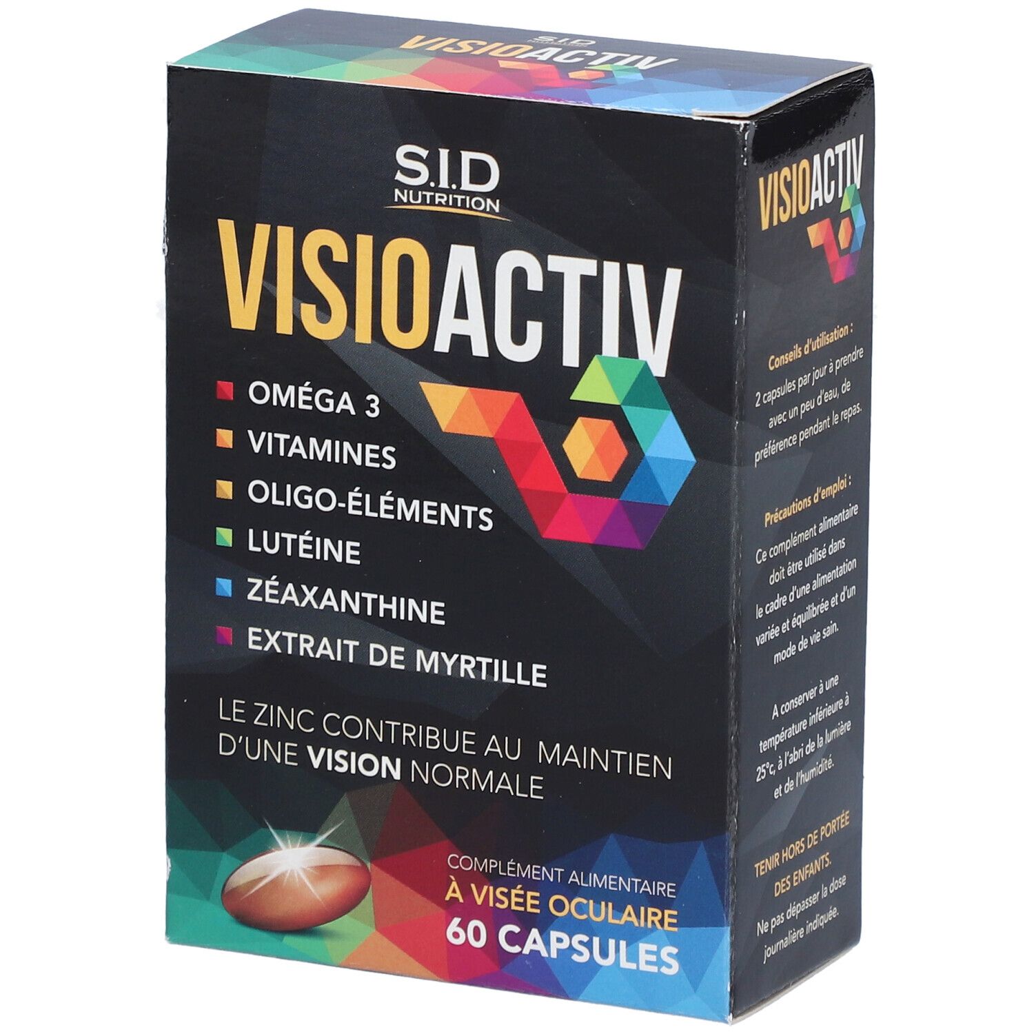 SID Nutrition – VisioActiv oméga 3, vitamines et myrtille pour la vision 60 pc(s) Capsule(S)