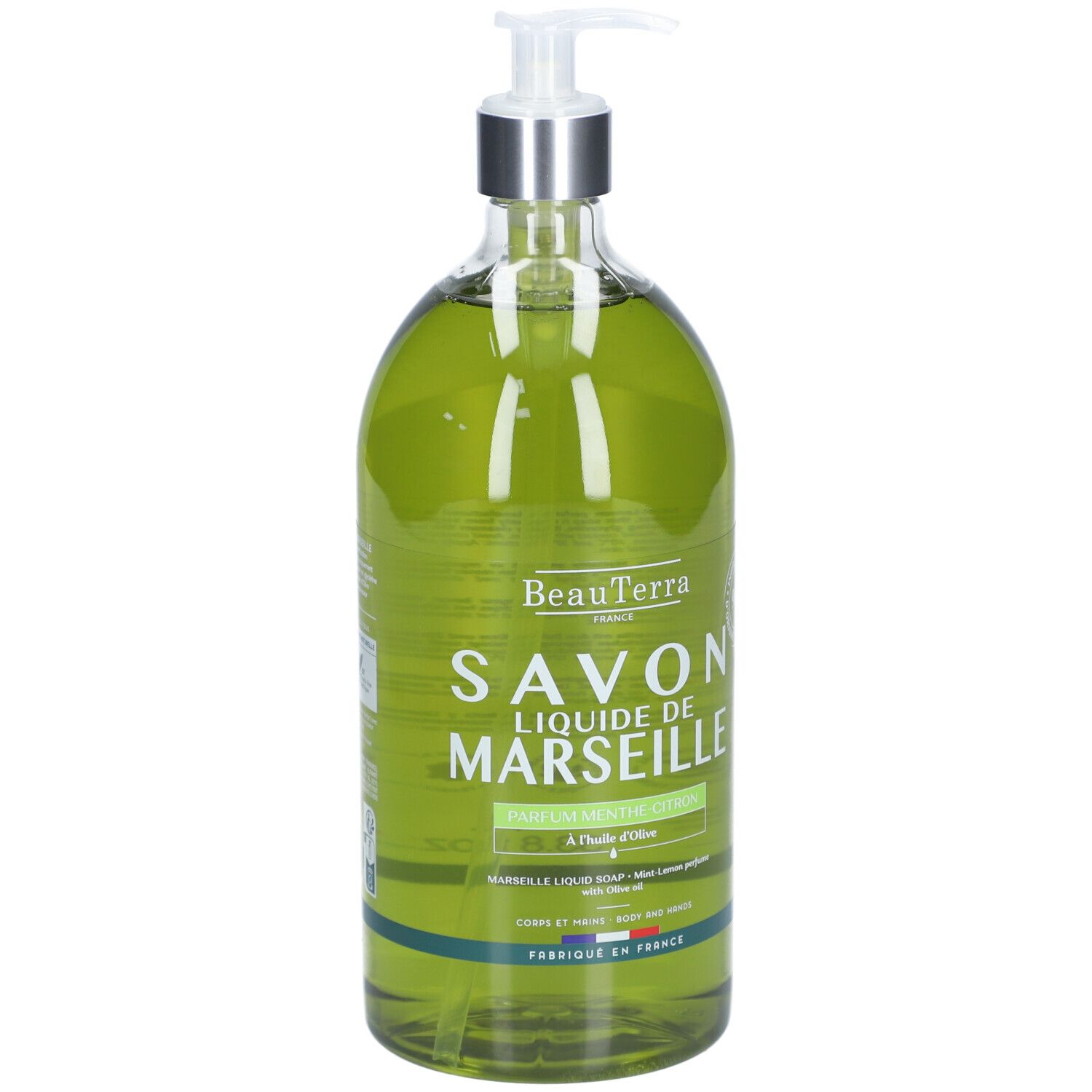 Beauterra Savon Liquide De Marseille - Menthe Citron 1L 1000 Ml