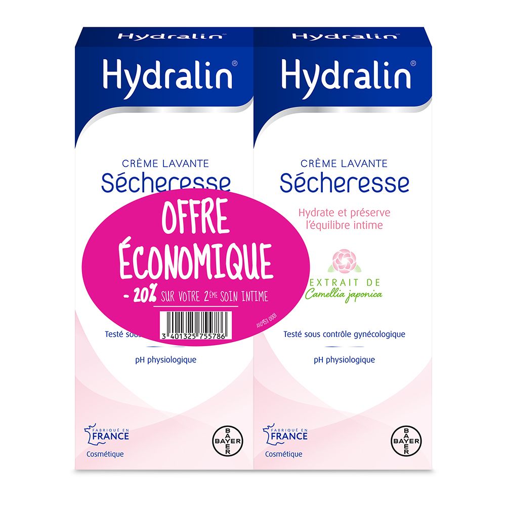 Hydralin Sécheresse Crème Lavante Equilibre Intime 2X200 Ml