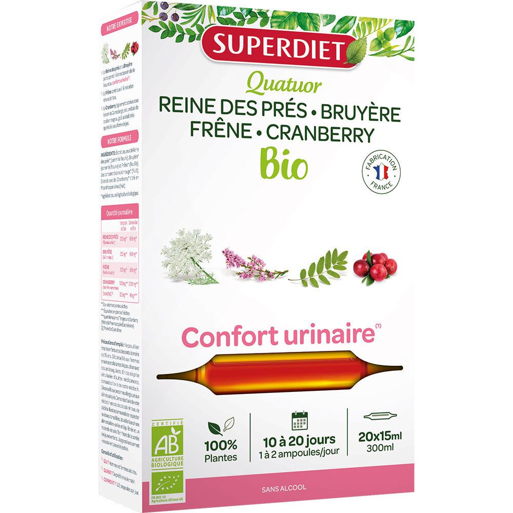 QUATUOR CONFORT URINAIRE BIO - 20 ampoules de 15ml 20 pc(s) Ampoule(S) Buvable(S)