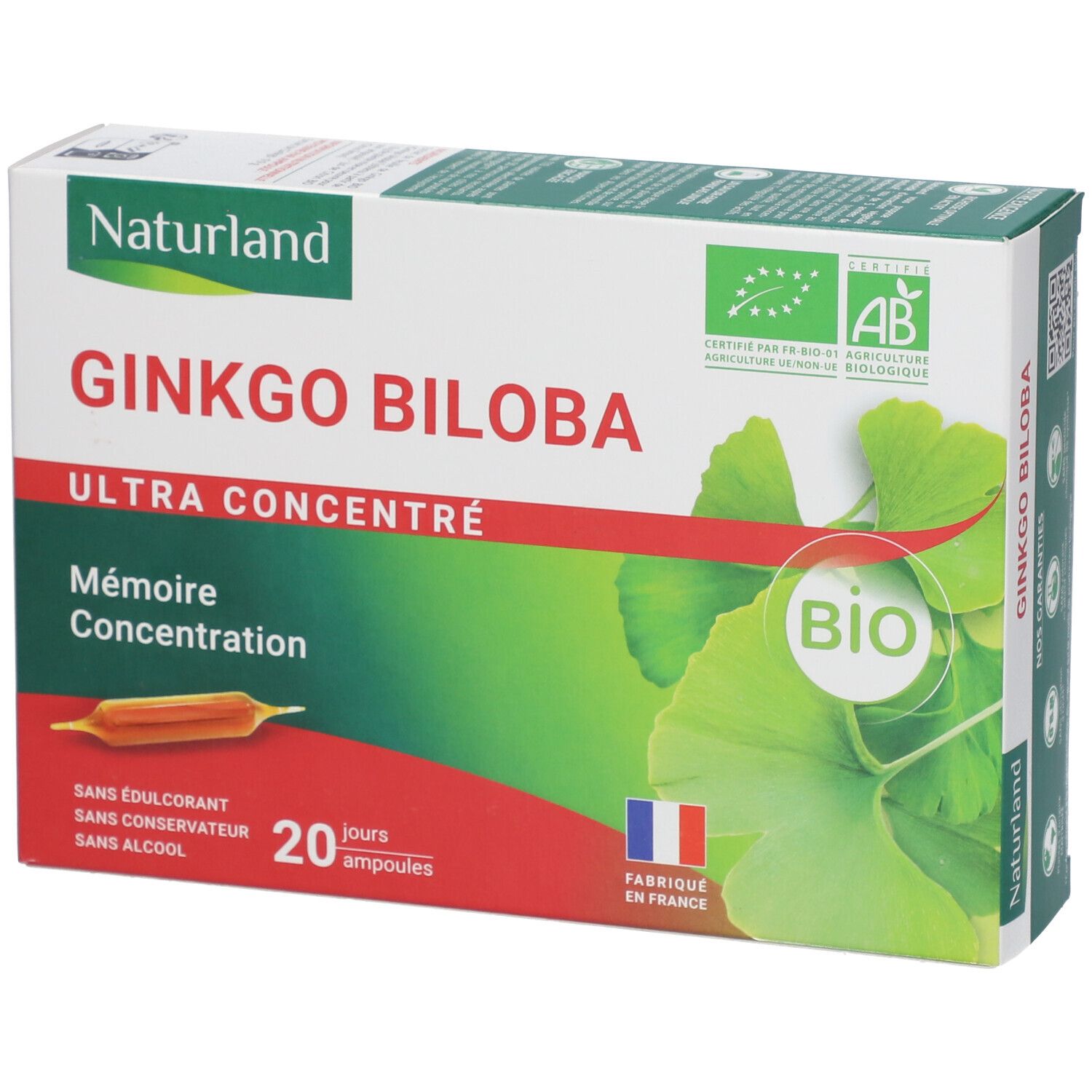 Naturland Ginkgo Biloba Bio 20x10 ml Ampoule(S) Buvable(S)