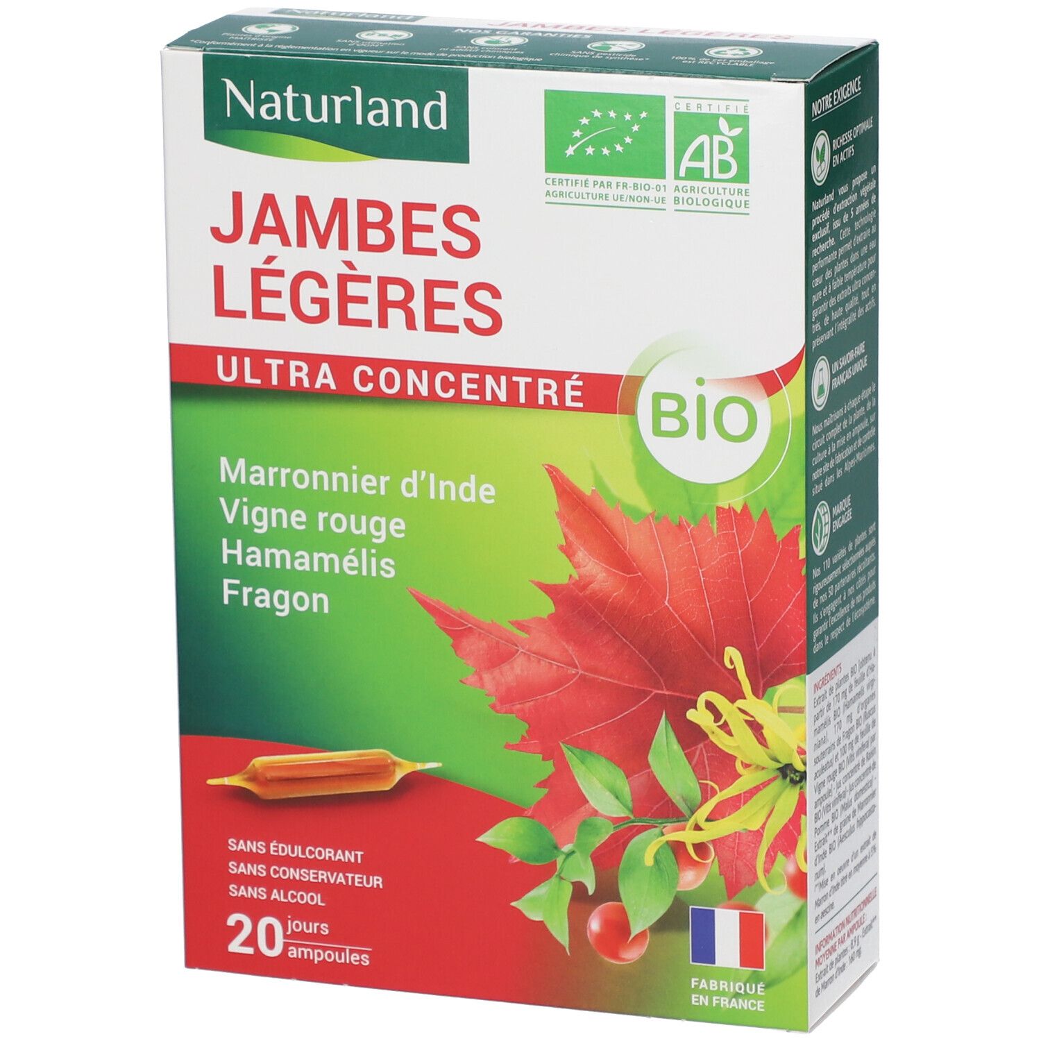 Naturland JAMBES LÉGÈRES BIO Ampoules 20x10 ml Ampoule(S) Buvable(S)