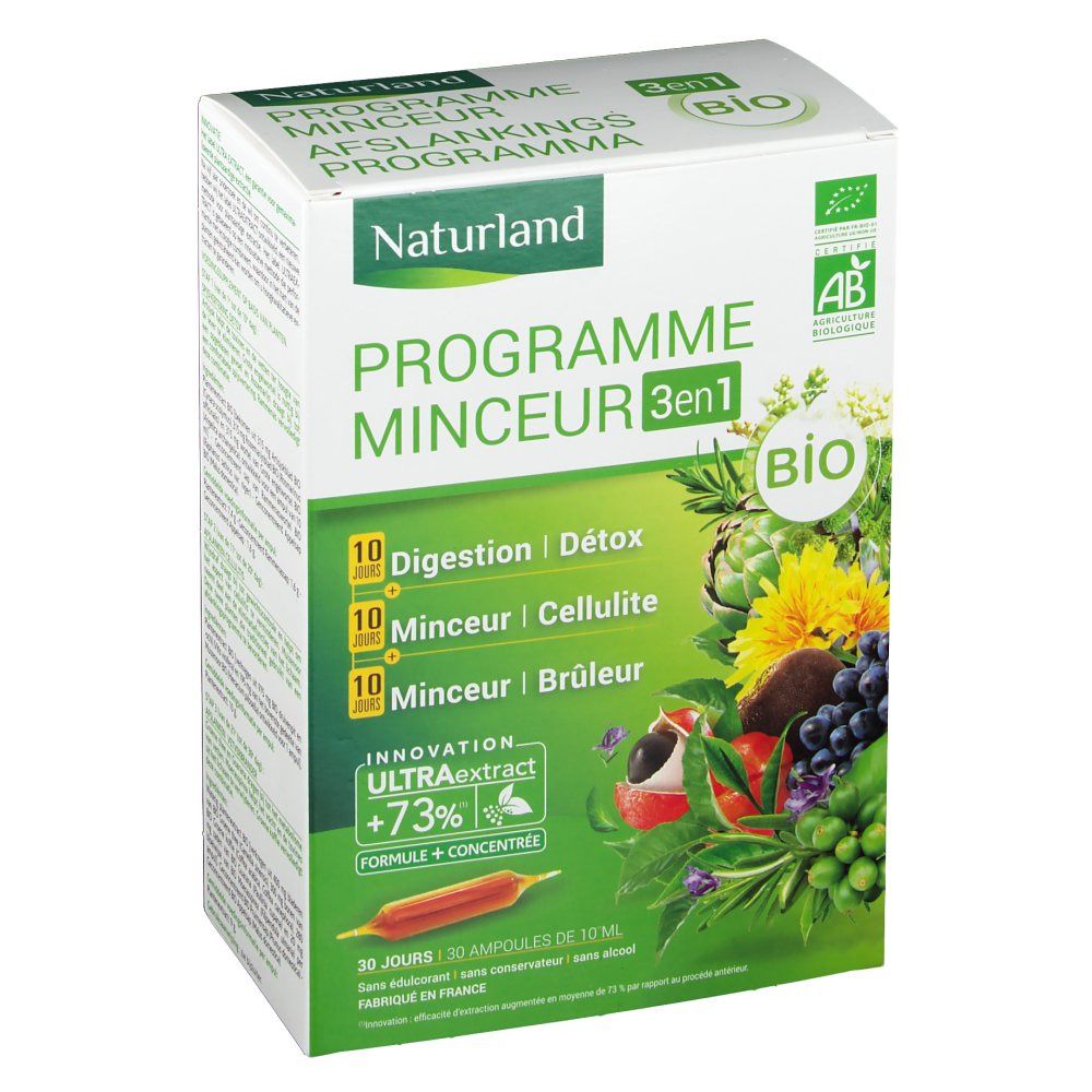 Naturland PROGRAMME MINCEUR 3en1 30x10 ml Ampoule(S) Buvable(S)